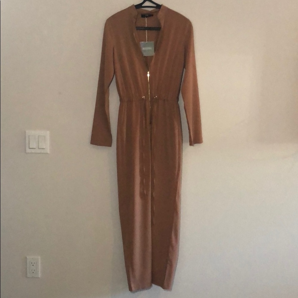 Missguided mocha jumpsuit. New With Tags. Size 2